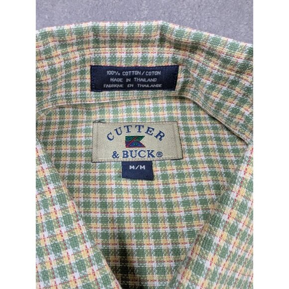 Cutter & Buck Button Up Shirt Mens Size Medium Green Plaid Outdoor Hiking Dad - Picture 2 of 6